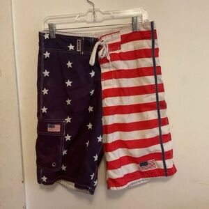 Exist Men's American Flag Board Shorts - Red, White, Blue